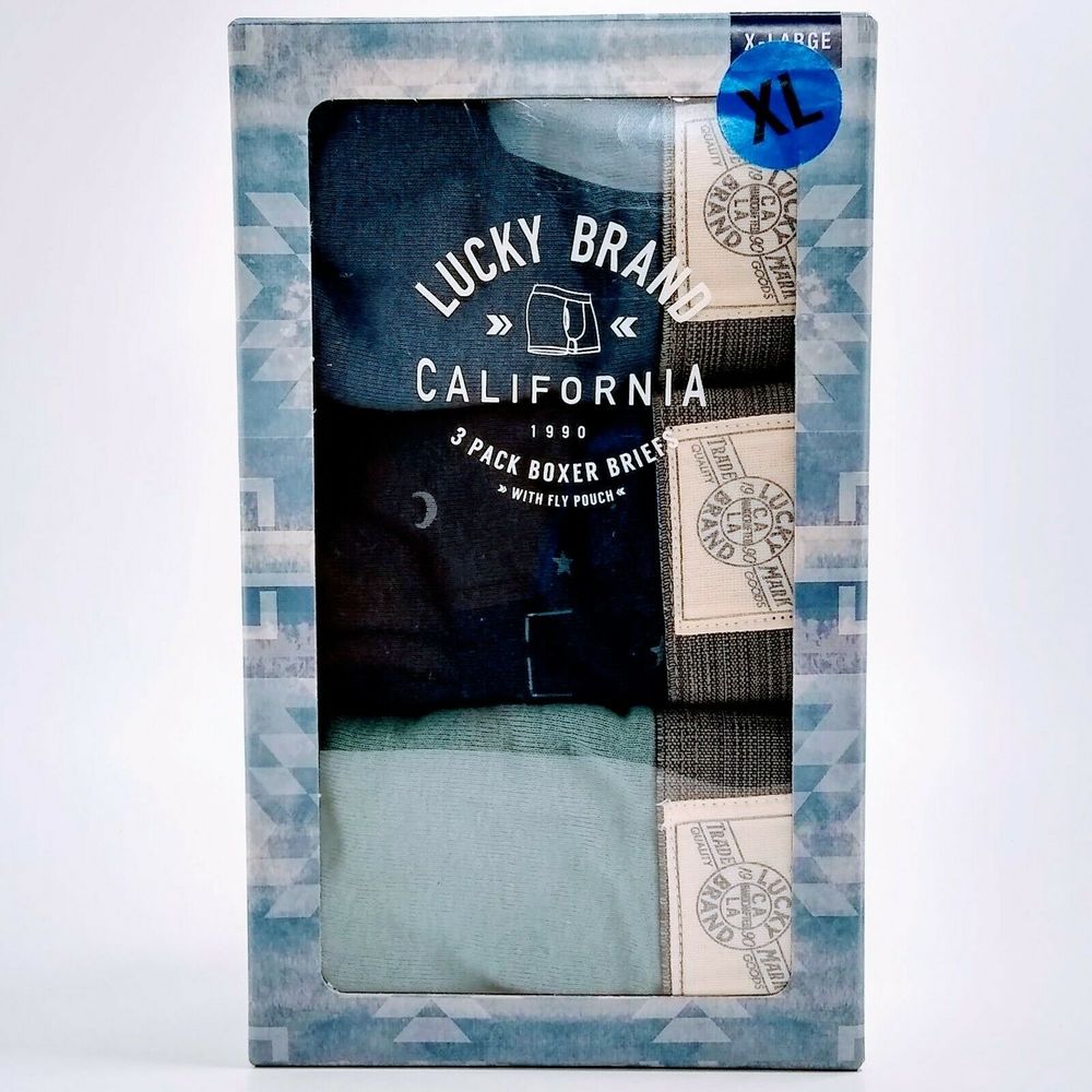 Lucky Brand Men's Cotton 3-Pack Boxer Briefs XL